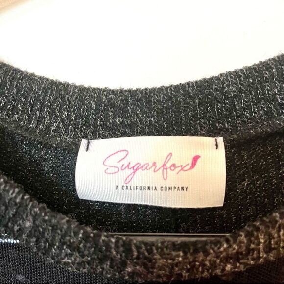 SUGARFOX Mixed Material Crew Neck Sweater with Mesh Front Panel Size 2X - Picture 7 of 7